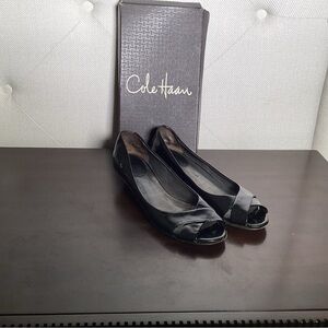 Colehaan black flats peeps boo